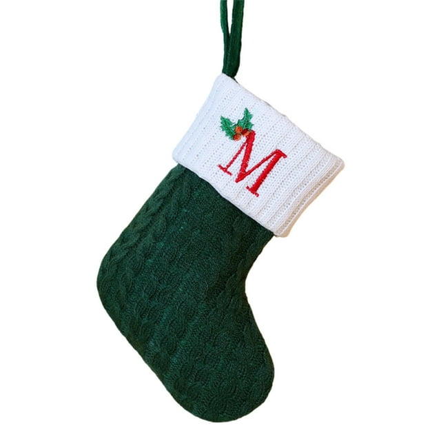 Meitianfacai Christmas Embroidered Letter Socks Christmas Tree Pendant Knitted Red Green White Christmas Socks