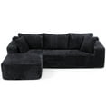 thumbnail image 5 of JOIVI Indoor Modular Sectional Sofa, 106" Corduroy Cloud Couch L Shaped Sofas with Deep Seat, Comfy Fluffy Plush Couches, No Assembly Required, Left Chaise, Black, 5 of 10