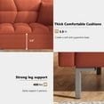 thumbnail image 4 of Convertible Futon Sofa Bed, Modern Linen Upholstered Loveseat Couch with Adjustable Back and 2 Soft Pillows Folding Futon Sofa Bed for with Metal Legs Recliner Couch for Compact Living Room, Orange, 4 of 7