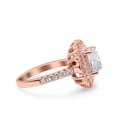 thumbnail image 2 of Rose Tone, Simulated Cubic Zirconia Size-5 Halo Vintage Style Art Deco Solitaire Accent Cushion Wedding Engagement Ring 925 Sterling Silver, 2 of 7