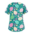 thumbnail image 4 of OIOLOYJM Womens Easter Scrub Tops 2026 Cute Stretchy Bunny Eggs Graphic Tops Short Sleeve V Neck Nursing Shirts Casual Plus Size Working Uniform with Pockets Pink 5XL, 4 of 5