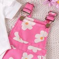 thumbnail image 5 of Baby Girl Romper with Suspender Casual Sleeveless Bow Front Floral Print Bodysuit Newborn Playsuit Summer Clothes Hot Pink 12-18 Months, 5 of 7
