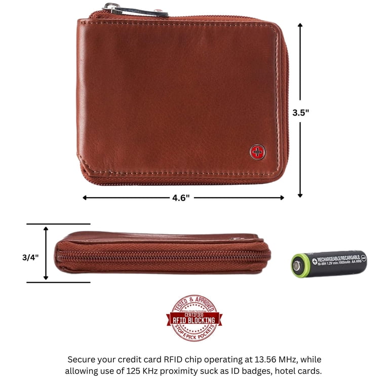 Alpine Swiss Logan Zipper Bifold Wallet, RFID Protected photo 4