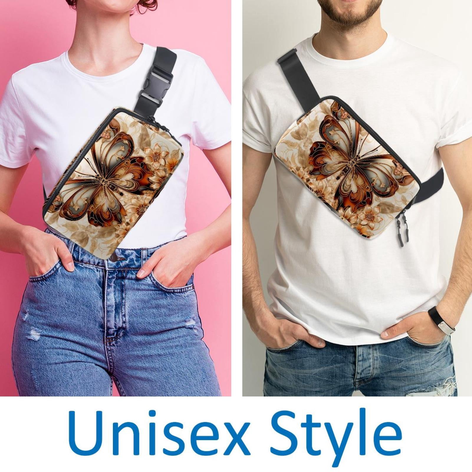 Butterflies Lightweight Adjustable Sling Bag Waist Pack with Extension Strap Unisex - Ideal for Travel and Outdoor Activities