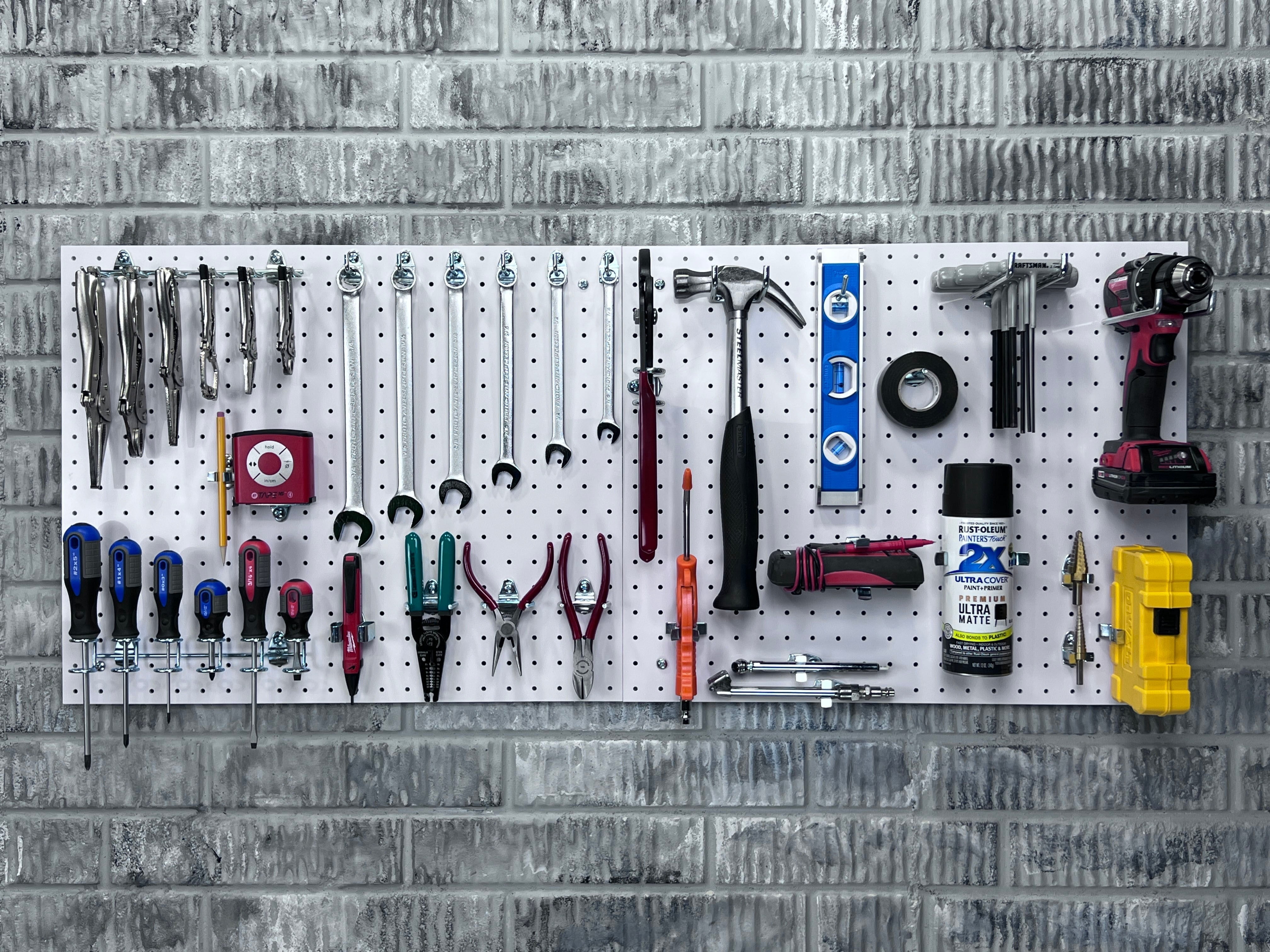 Triton Products® Polypropylene Pegboard & Hook Assortment, Two Pegboards and 22 Steel Hooks