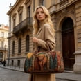 thumbnail image 2 of Twfbrm Quilted Duffle Bag, Rustic Style Cow Pattern Embroidered Weekender Bag with Handle, Large Capacity Luggage Bag Lightweight Carry On Tote & Gym Bag Travel Overnight Bag for Women Men, 2 of 6