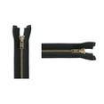 thumbnail image 1 of #3 Antique Brass Lightweight Black Metal Separating YKK Jacket Zipper - Choose Length - Color: Black - 1 Zipper Per Pack - Made in The United States. (24" Inches), 1 of 1