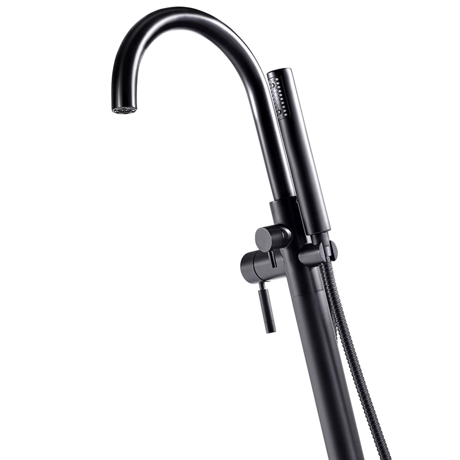 Ove Decors Athena Single-Handle Floor-Mounted Roman Tub Faucet with Hand Shower in Matte Black