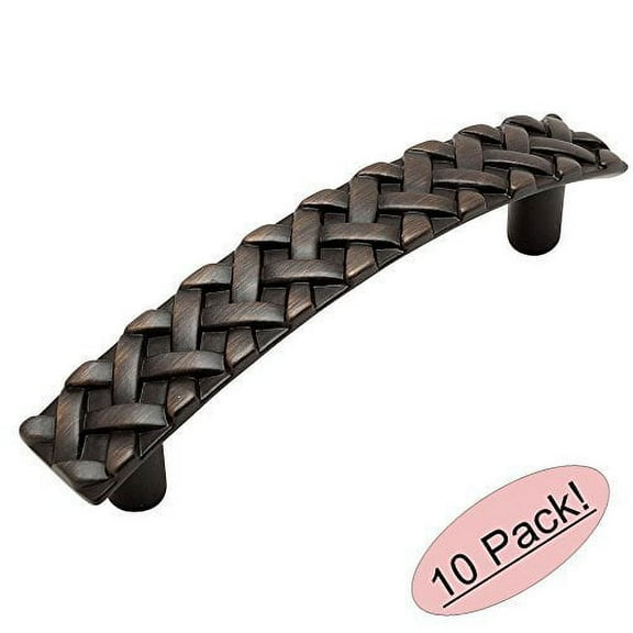 Cosmas 7066ORB Oil Rubbed Bronze Braided Cabinet Hardware Handle Pull - 3-3/4" Inch (96mm) Hole Centers - 10 Pack