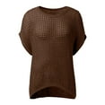 thumbnail image 4 of Womens Crochet Hollow Out Knit Tops Half Sleeve Spring Summer Shirt Beach Cover Ups For Women Trendy 2025 Brown XXL, 4 of 6