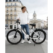 DYU C7L Electric Bike for Adults, 26 Peak 1000W Motor Ebike, 48V 10.4Ah Removable Battery, 45 Miles Max 20MPH, 7 Speed Electric Bicycle UL2849, White