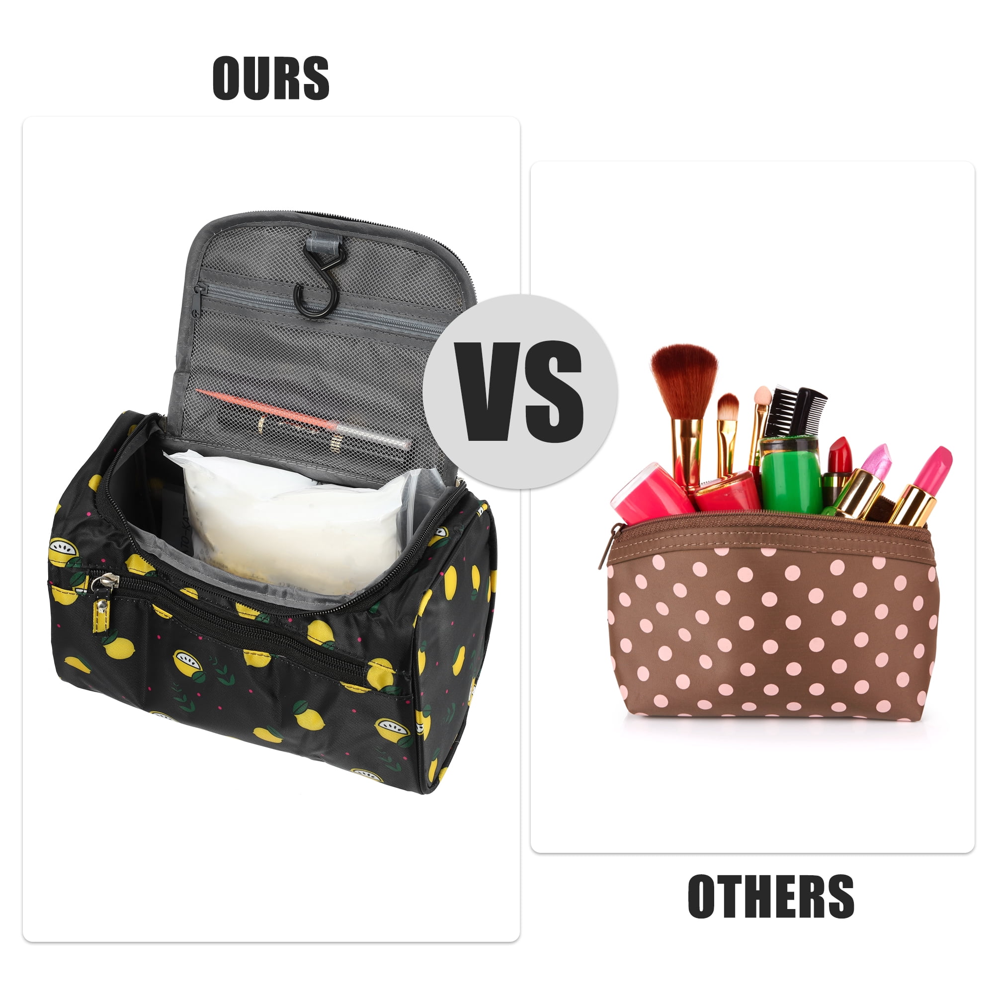 Unique Bargains Floral Makeup Bag Zipper Flower Cosmetic Pouch Black