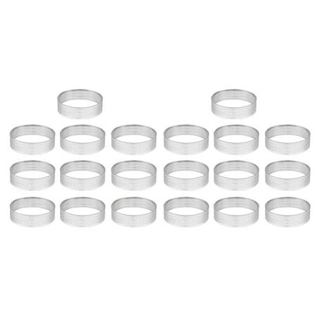 

20Pcs 4.5cm Round Stainless Perforated Seamless Tart Ring Quiche Ring Tart Pan Pie Tart Ring with Hole Tart Shell Ring