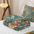 thumbnail image 5 of Erosebridal Teal Victorian Floral Zipper Twin Comforter Sets with Fitted Sheet and 2 Pillowcases for Women Girls, Mandala Leaf Print Zipper Bedding Set, Reversible, 4 Pieces, 5 of 7
