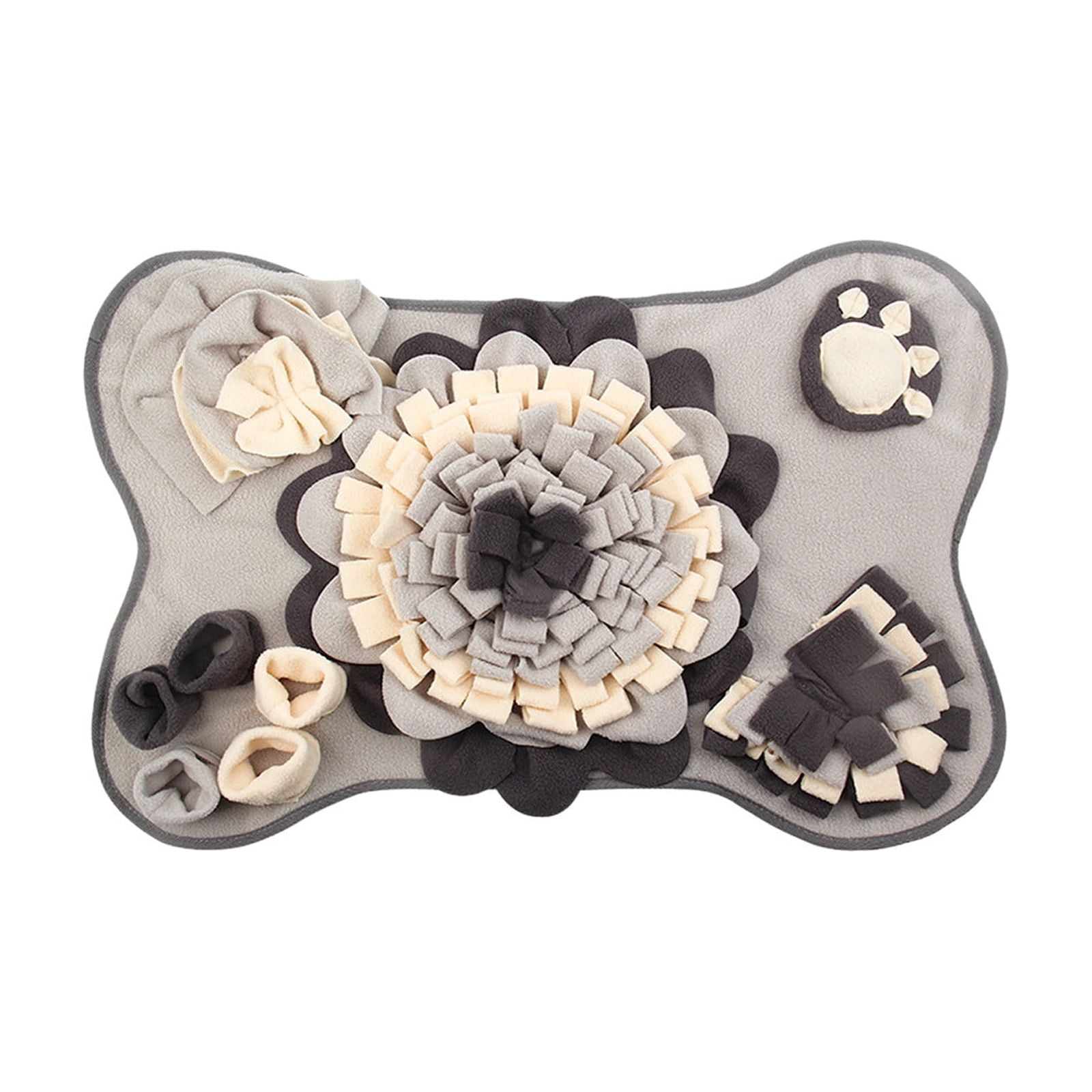 Pet Sniffing Mat Bone Shape Puzzle Toy,Soft Fabric Foraging Slow Feeding Training Pad,Hide Treat Odor Search Activity Blanket Toy,Washable Non Slip Enrichment Exercise Toy,Stress Relief Mat