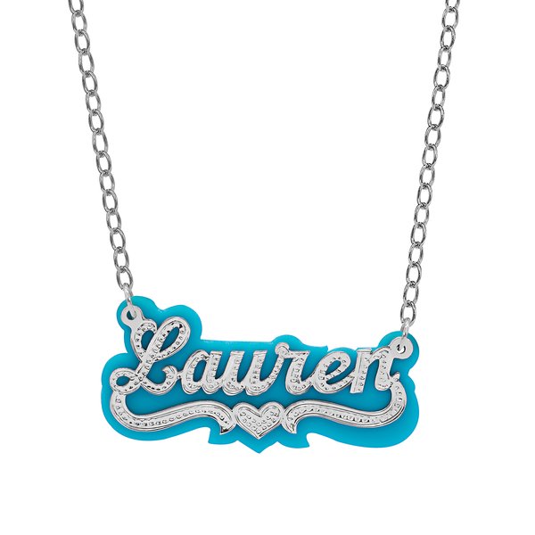 Jay Aimee Designs Personalized Sterling Silver Tracey Turquoise Acrylic Name Necklace W Beading On An 18 Link Chain Walmart Com Walmart Com