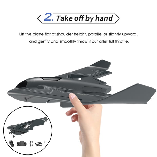 2CH B2 with Spare 2.4G Foam Remote Control RC Fixed Wing Plane for Holiday Gifts Adults Kids - sin luz 1 sin luz 1 batería CUTICAT Aviones RC