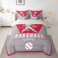 thumbnail image 2 of Homewish Baseball Sport Theme 7-Piece Twin Bedding Sets,Ball Gamer Bedding Comforter Set,Red Gray Sheet Sets For Kids,Microfiber Bedroom Decor Reversible, 2 of 8