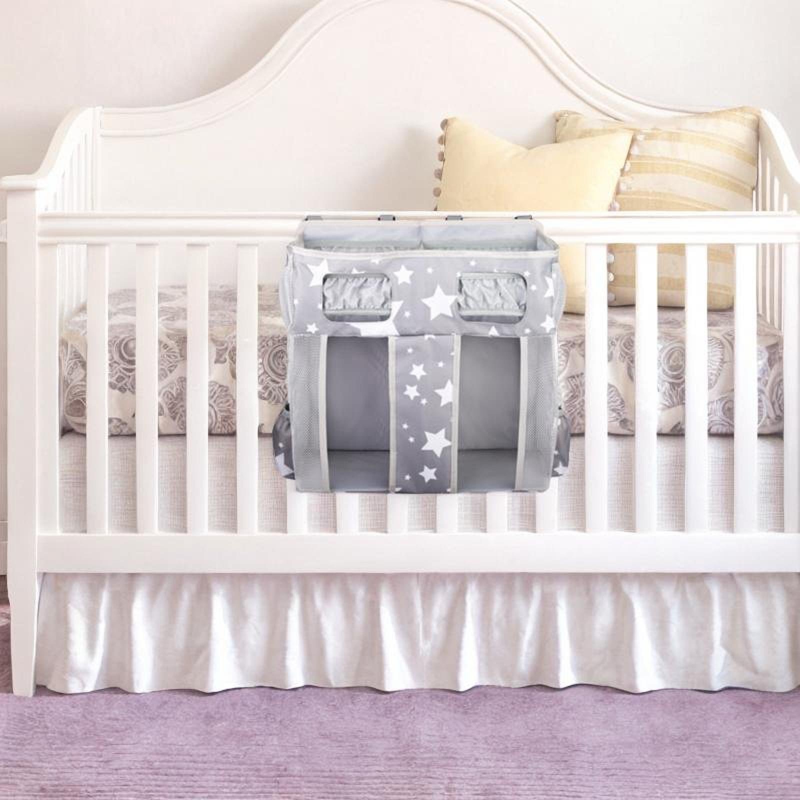 WeiLaiKeQi Hanging Diaper Organizer Spacious Changing Table Playard Baby Diaper Stacker Gray White Stars