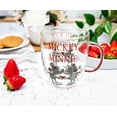 thumbnail image 5 of Silver Buffalo Disney Mickey and Minnie Kiss and Heart Hands Glitter Handle Glass Mug, 14 Ounces, 5 of 7