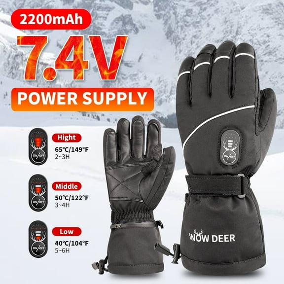 SNOW DEER Upgraded Heated Gloves Men Women,Ski Motorcycle Electric Battery Mittens Gloves