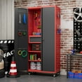 thumbnail image 4 of Aobabo Upgraded Metal Garage Cabinet with Wheels with 5 Pegboards & Drawer, 71" H Lockable Steel Tool Storage Cabinet for Garage,Home,Office,Assembly Required,Black/Red, 4 of 10