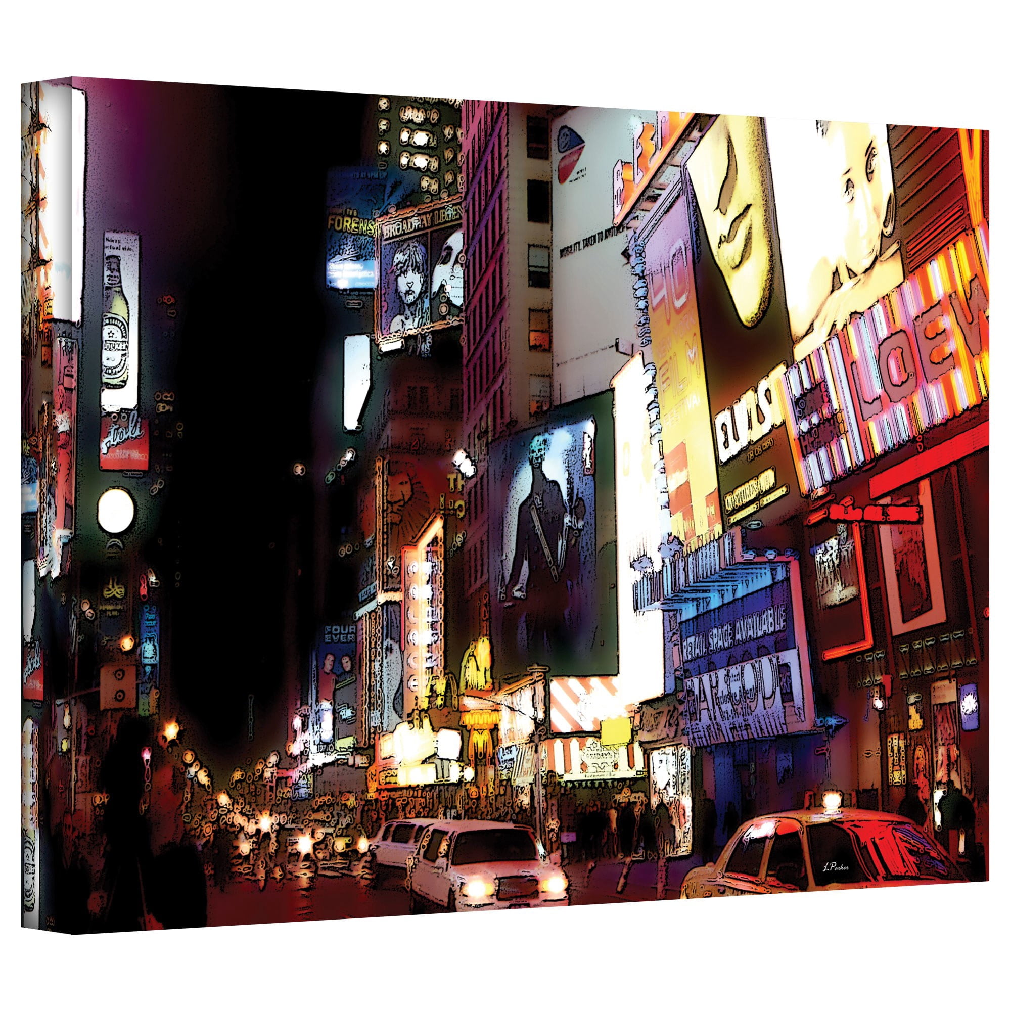 Linda Parker "Nyc Bright Lights Broadway" Gallery-Wrapped Canvas
