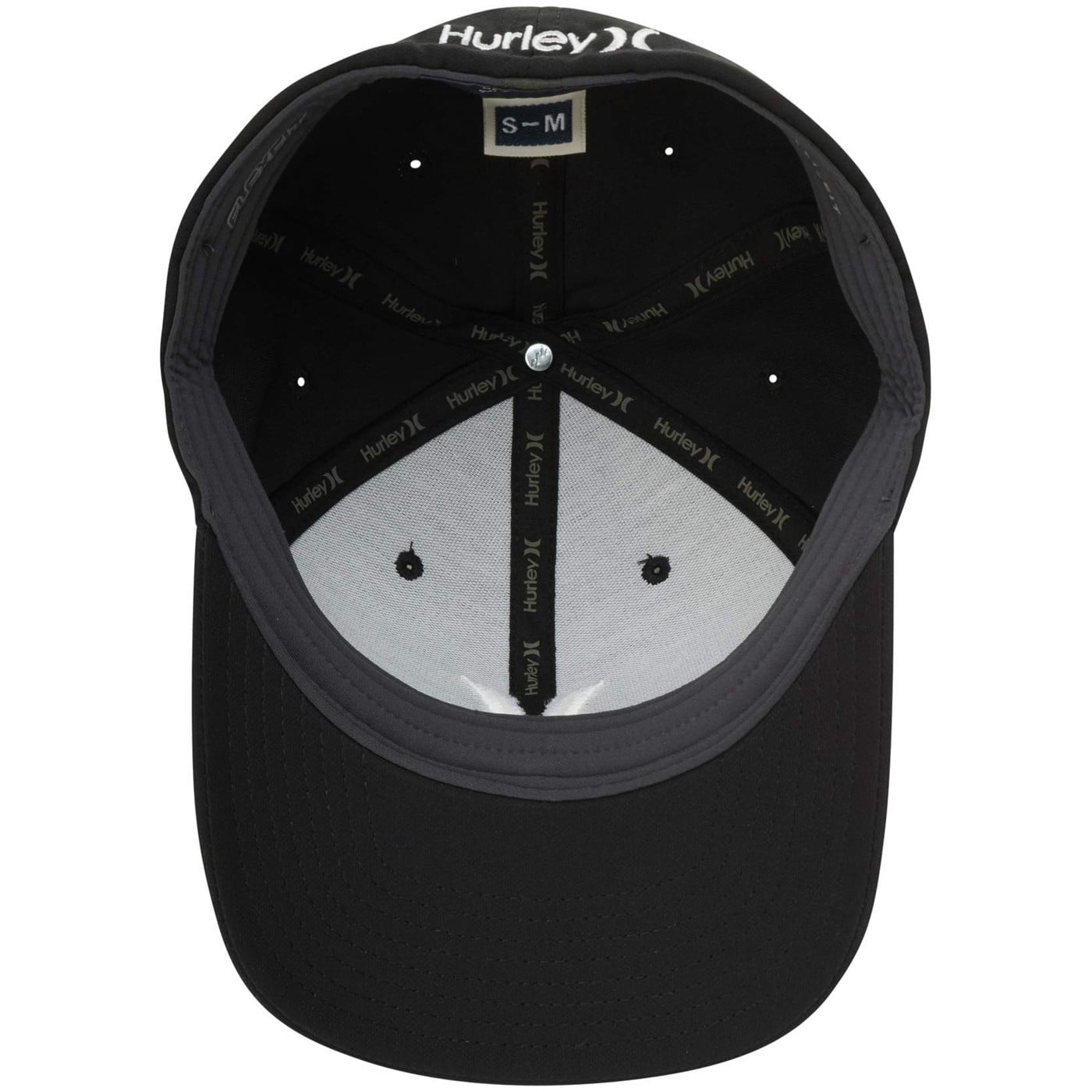 Hurley Men's One and Only DRI-Fit Flex Fit Hat (S/M, Black/White)