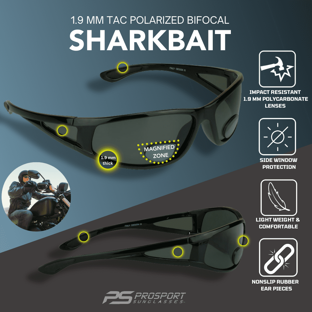 proSPORT Fishing Polarized BIFOCAL Sunglass Readers Wrap Men Women Gray 2 Pairs