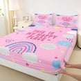thumbnail image 3 of Homewish Cartoon Rainbow Child Full Size Sheets, Kawaii Stars Cloud Bed Sheets, Girly Pink Cartoon Theme Sheet Sets, Breathable Home Decor, 4 Pieces, 3 of 7