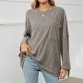 thumbnail image 2 of Lovskoo Sweaters for Women Winter Casual Solid Round Neck Long Sleeve Knitted Pits Loose Sweater Tops Gray, 2 of 9