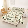 thumbnail image 2 of Feelyou Vintage Fishing Wildlife Bed Sheets for Men Women, Deer Duck Bass Lake Forest King Sheets, Beige Brown, 4 Pieces, 2 of 5