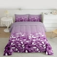 thumbnail image 4 of jejeloiu Rustic Leaves Queen Comforter Set,Modern Minimalsit Aesthetic Bedding Sets,Purple White Bedding Comforter Set For Girls,Luxury Bedroom Decor Reversible,3-Piece, 4 of 8