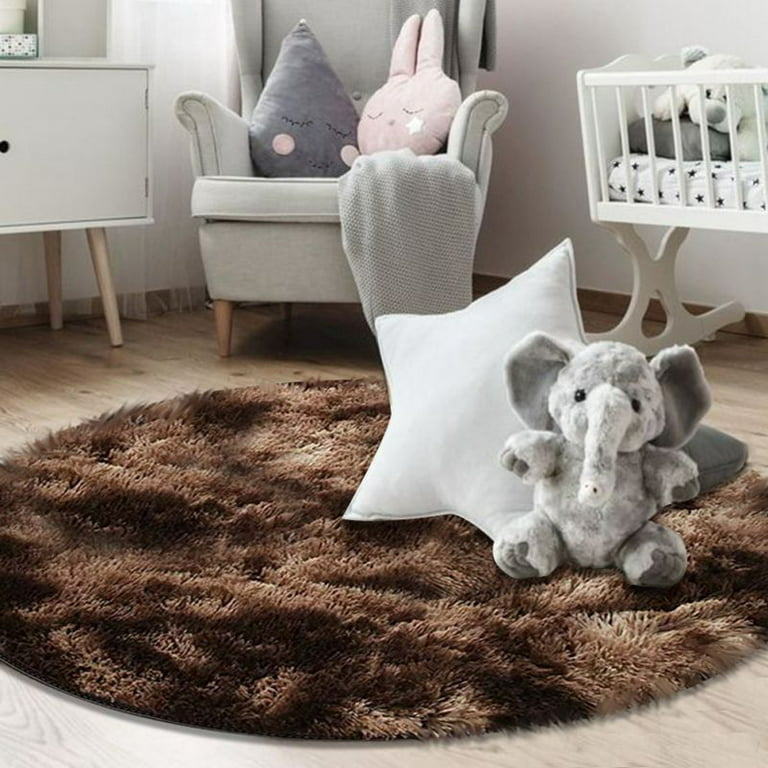 Goolela Circle Rug White and Grey Tips Small Round Rugs 3ft Area Rug Faux  Sheepskin Fur Rug Washable Fluffy Rug Fuzzy Throw Rug for Living Room