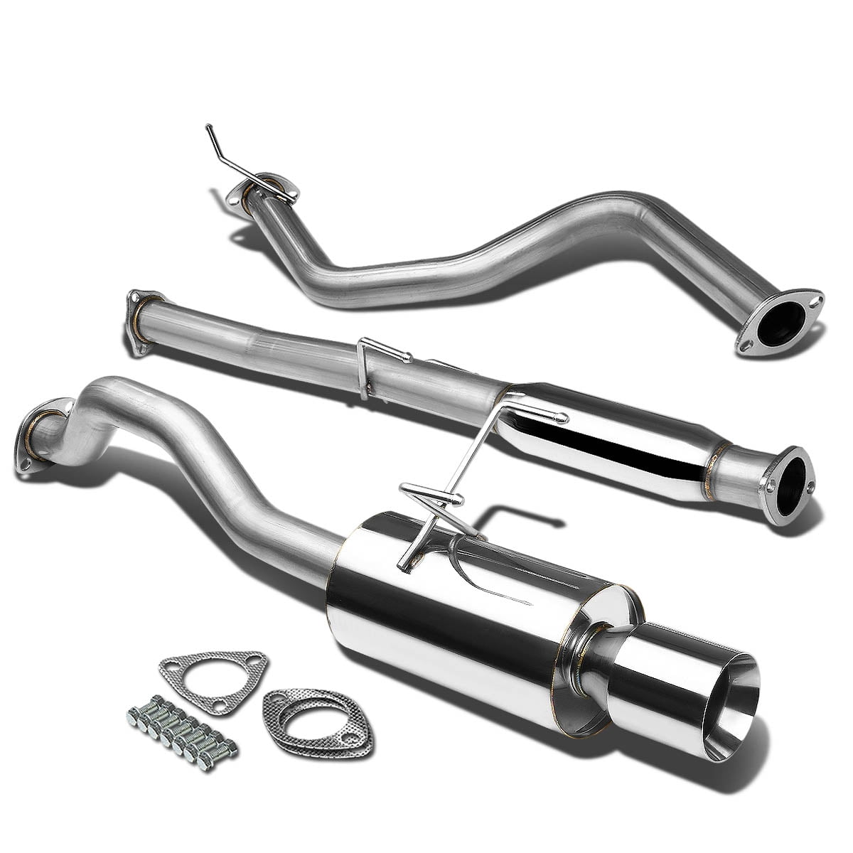 DNA Motoring For 1992-2000 Honda Civic 2DR 4DR 4" Muffler Rolled Tip Catback Exhaust System