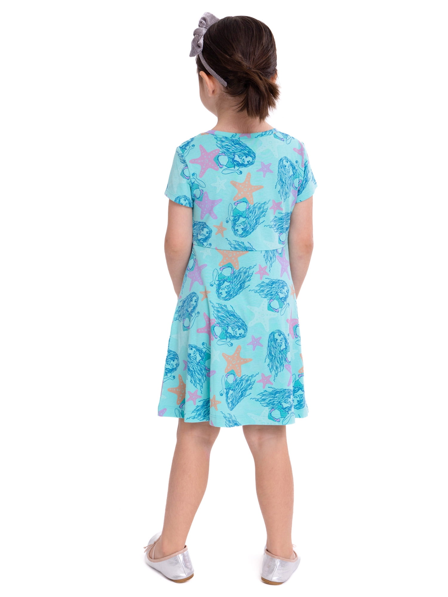 Little Mermaid Toddler Girl Print Skater Dress, Sizes 12M-5T