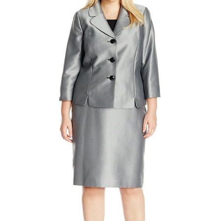 Le Suit - Le Suit NEW Gray Silver Women's Size 16W Plus Textured Skirt ...