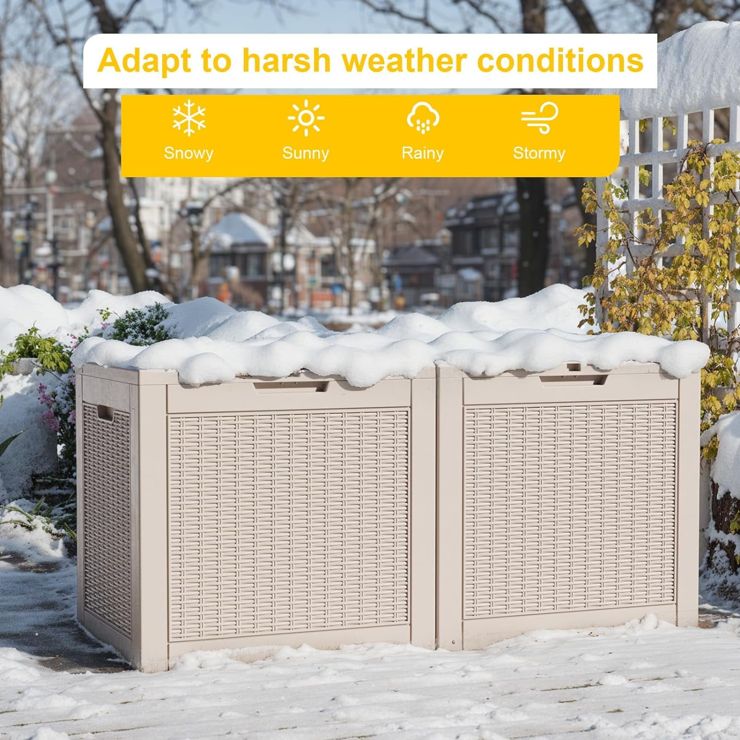 31 Gallon Waterproof Resin Deck Box for Outdoor Storage, Light Brown