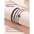 thumbnail image 5 of Silvora 3PCS Black Anklets for Women Stainless Steel Stackable Beaded Heart Chain Flat Snakle Cuban Chain Layered Ankle Bracelet Set Adjustable Foot Chain Beach Jewelry Gifts for Wife Anniversary, 5 of 6