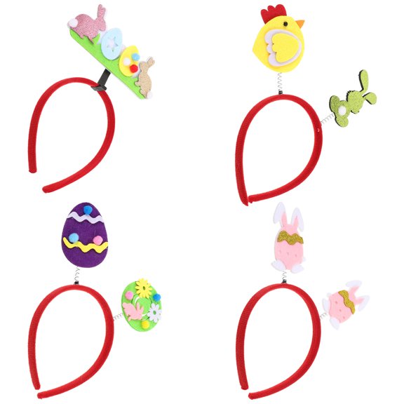 PBPBOX 4Pcs Easter Headbands Multi Color Bunny Hair Hoops for Party and Cosplay