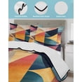 thumbnail image 4 of Quilts Full Size, Abstract Geometric Soft Comforter Bedding Set for Bed, Orange Neutral Modern Art Lightweight Quilted Bedspread with Pillow Cover(2 Pieces) for All Season, 78x90 Inch, 4 of 6