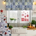 thumbnail image 5 of 2 Pack Valances for Window, Middle Century Short Curtains for Kitchen Bedroom Living Room, Vintage Farmhouse Bohemia Style Blue Rod Pocket Small Window Treatment Valance Drapes 42 x 18 Inch, 5 of 8