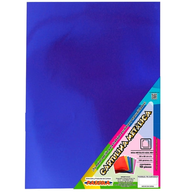 Cartulina Metálica Tipo Espejo 50x65cm - 10 Pzs Color Azul Rey