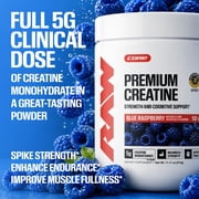 RAW Nutrition Essential Creatine Monohydrate Powder, 5g Per Serving, Blue Raspberry, 50 Servings