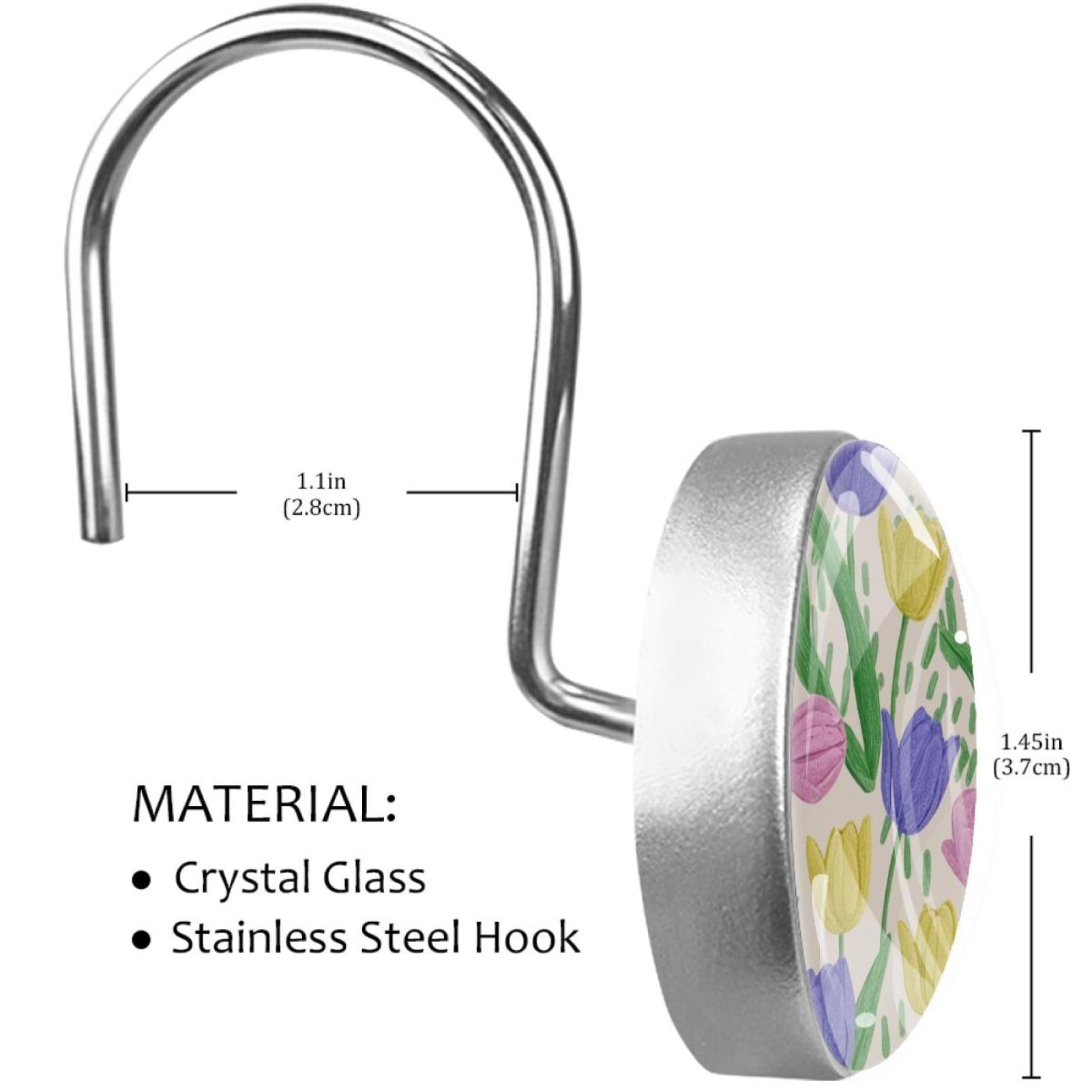 HemaKayy 12 Pcs Shower Curtain Hooks Bathroom Decorative Accessories Warm Tulip