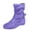 Purple, variant on Jsaierl Women's Mid Calf Combat Riding Fashion Winter Boots Buckle Strap Side Zipper Casual Round Toe Short Booties Fall Winter Inner Square Heel Ladies Shoes