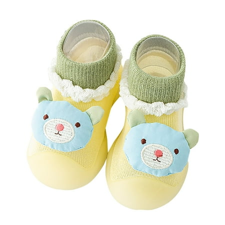 

Povozer Baby Booties Sock Shoes Hand Knitted Boy and Girl Cozy Shoes(Yellow 24)