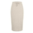 thumbnail image 3 of Wdfiry Women's Knit Pencil Skirts Fashion Casual Drawstring Elastic High Waist Midi Skirt Solid Color Smil Fit Ribbed Bodycon Long Skirt, 3 of 5