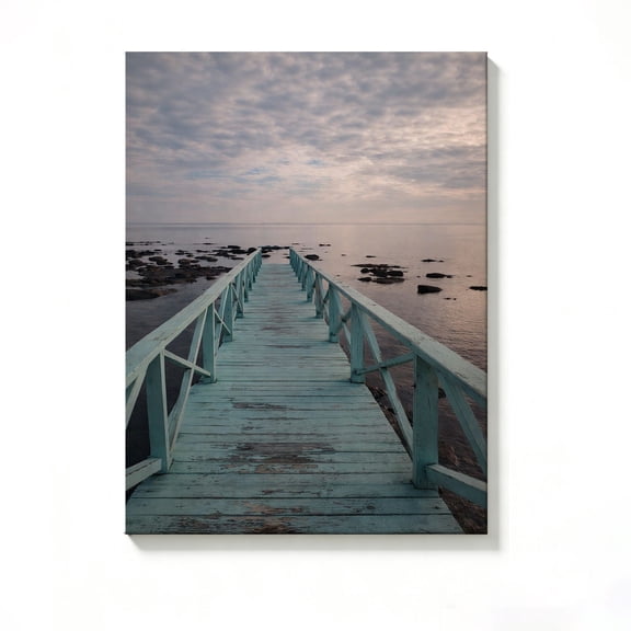 FLASHLUMI 8x12 Inch Turquoise Coastal Pier Canvas Wall Art, Serene Beach Nature Decor for Living Room Bedroom, No Frame