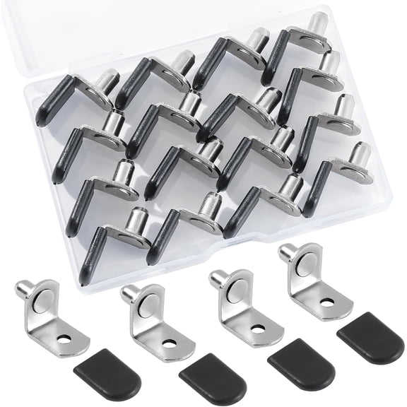 XIBUFE Shelf Support Pegs, 1/4 Inch(6mm) L-Shaped Shelf Support Pegs with Rubber Sleeve, Cabinet Shelf Pegs, Nickel Plated Shelf Pins for Bookcase Kitchen Closet Furniture Cabinet(20Pcs)